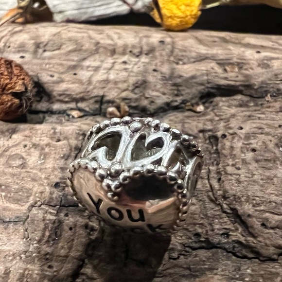 Authentic Chamilia Charm-Heart Bead You Rock Sterling Silver - Picture 5 of 5